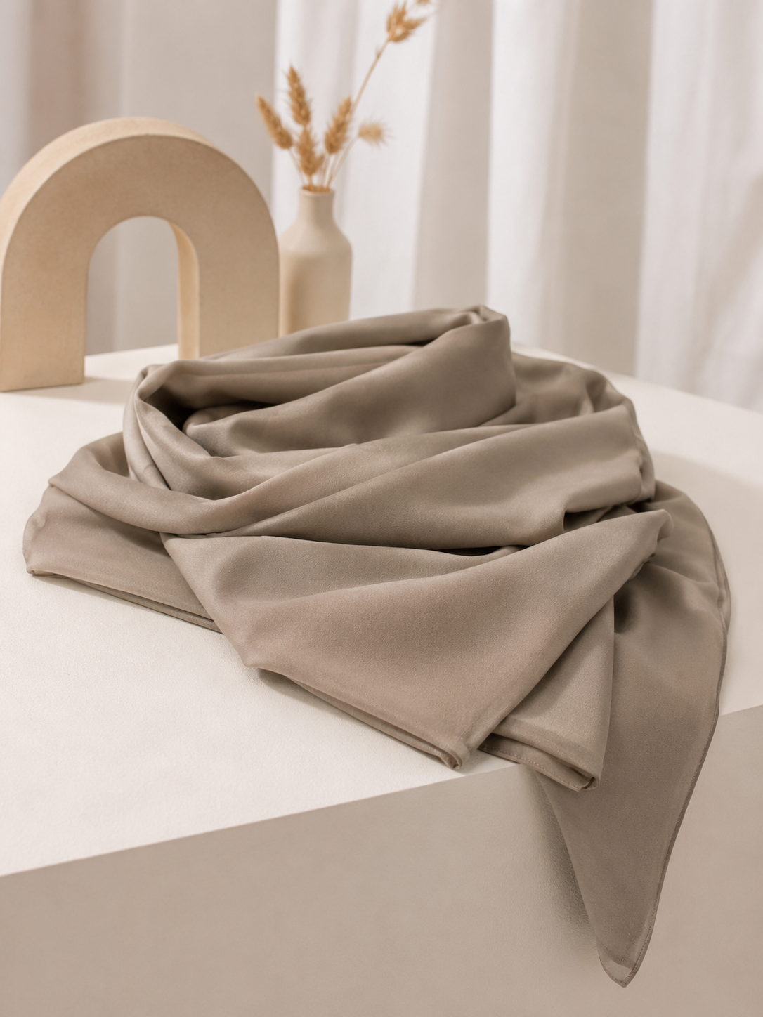 Foulard beige taupe